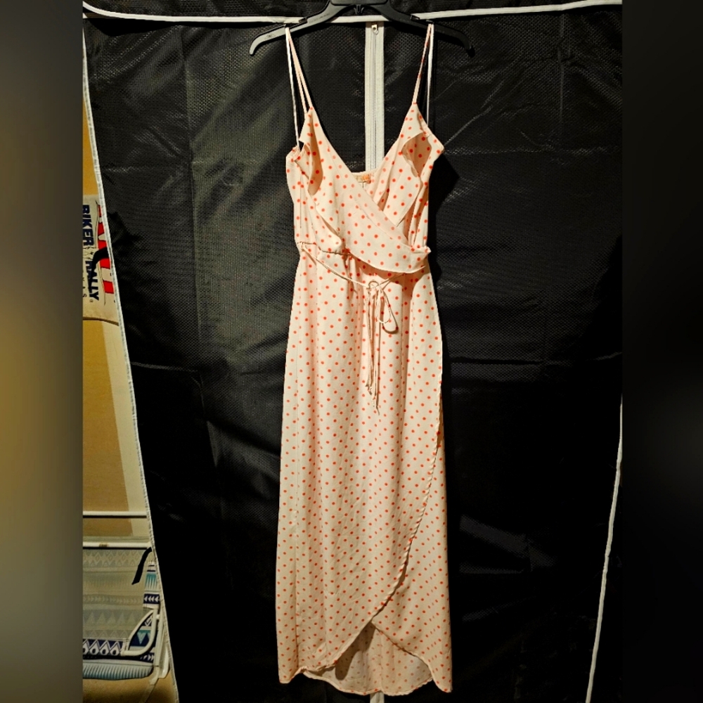 Pink Polka Dot Wrap Dress